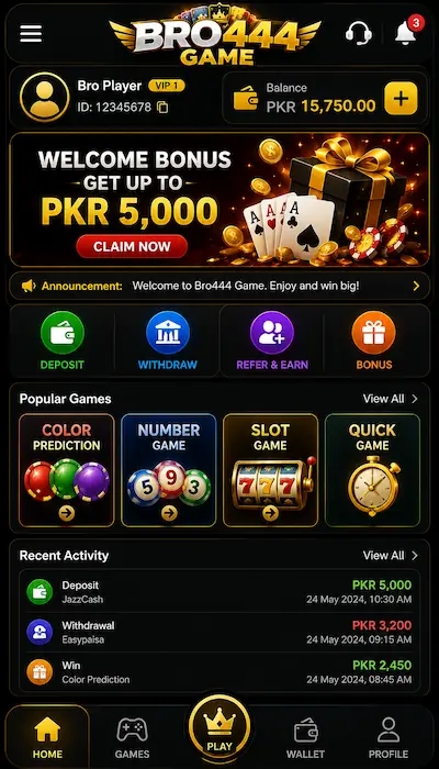 BRO444 Game APK dashboard image
