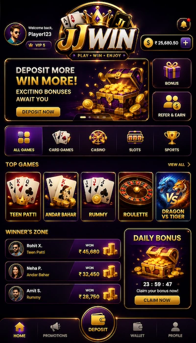 JJWin Game APK Download Dahboard image