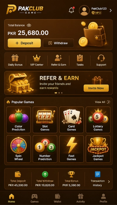 PakClub Gane Dashboard image