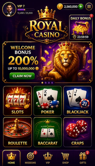 Royal Casino game Dashboard image
