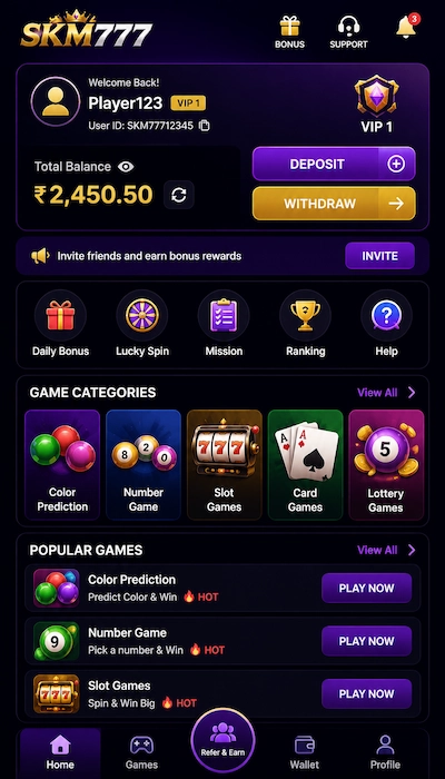 SKM777 Game Dashboard image