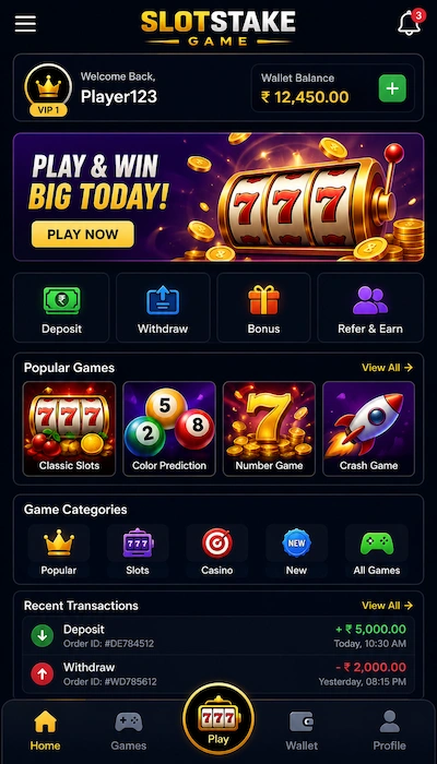 SLOTSTAKE Game Dashbaord image
