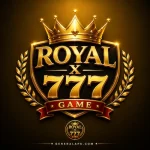 Royal X 777 dark golden gaming logo with crown and luxury casino theme.
